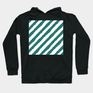 Teal Green Diagonal Stripe Seamless Pattern Hoodie